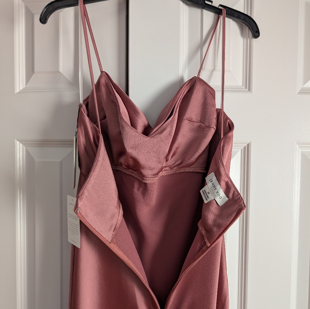 Jenny Yoo Addison Satin Slip Cowl Neck Bridesmaid Dress - Picture 13 of 15